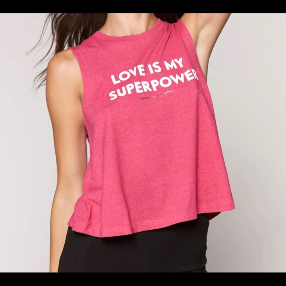 Spiritual Gangster NWT LOVE IS MY SUPERPOWER Crop Tank. Size Small
